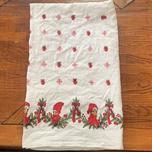 Vintage Christmas Elf Tablecloth MCM